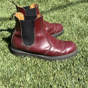 Doc Martens Smooth Cherry Red Leather Chelsea Boots, style 2976